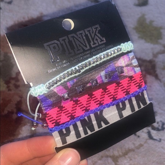 Pink Victoria’s Secret Hair Tie and Bracelet Set New with tag - Picture 2 of 3